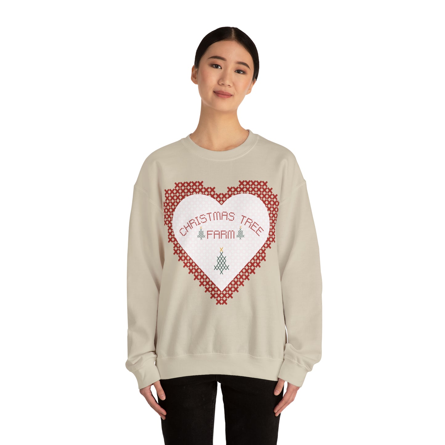 Christmas Tree Farm Heart Crewneck Sweatshirt