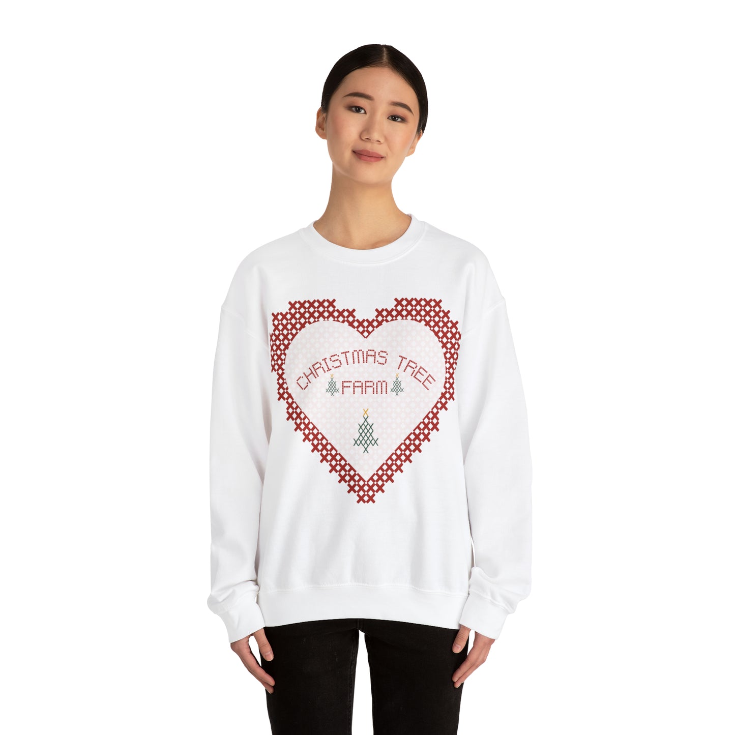 Christmas Tree Farm Heart Crewneck Sweatshirt