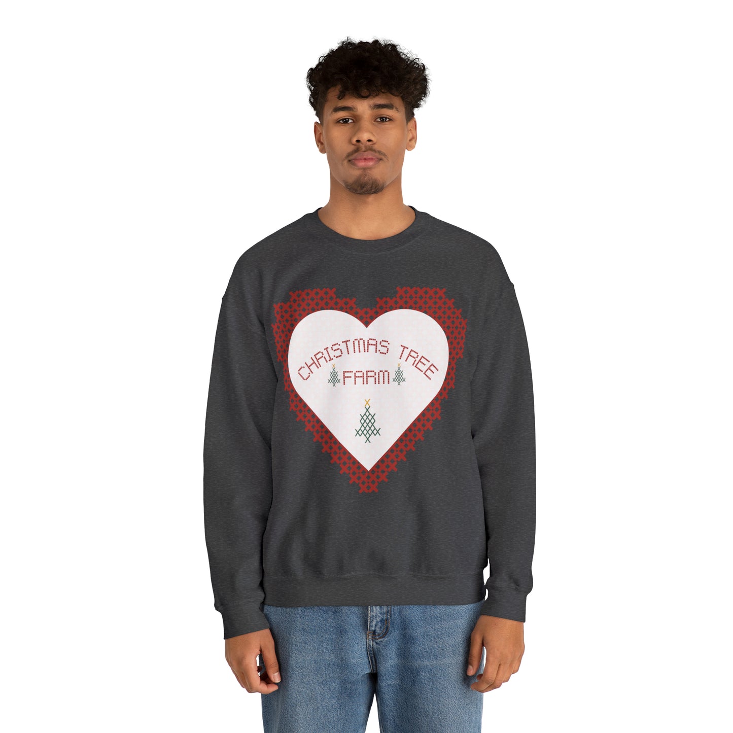 Christmas Tree Farm Heart Crewneck Sweatshirt