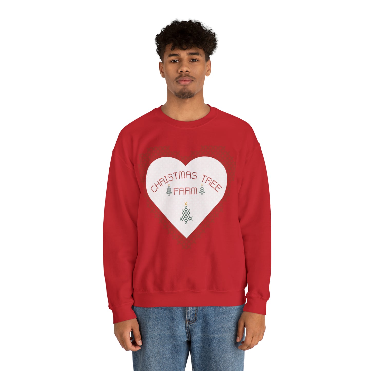 Christmas Tree Farm Heart Crewneck Sweatshirt