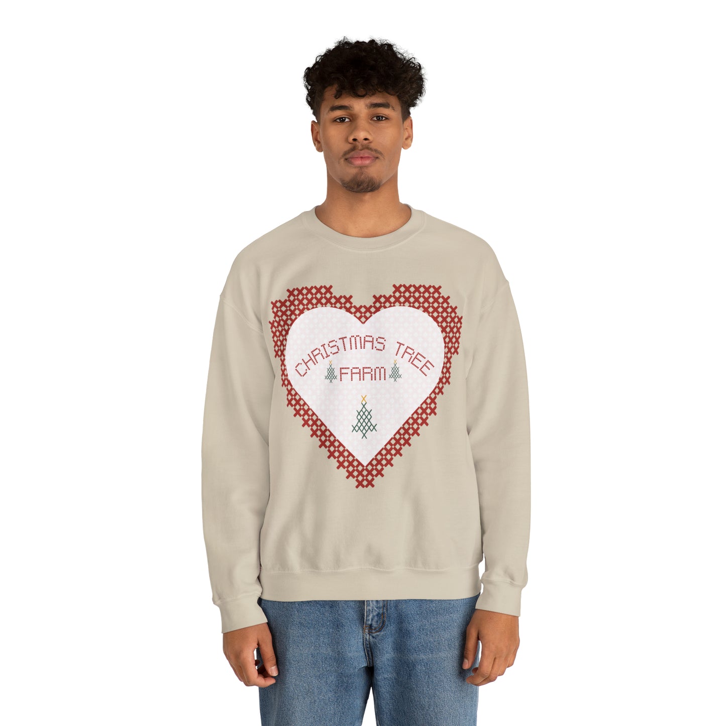 Christmas Tree Farm Heart Crewneck Sweatshirt