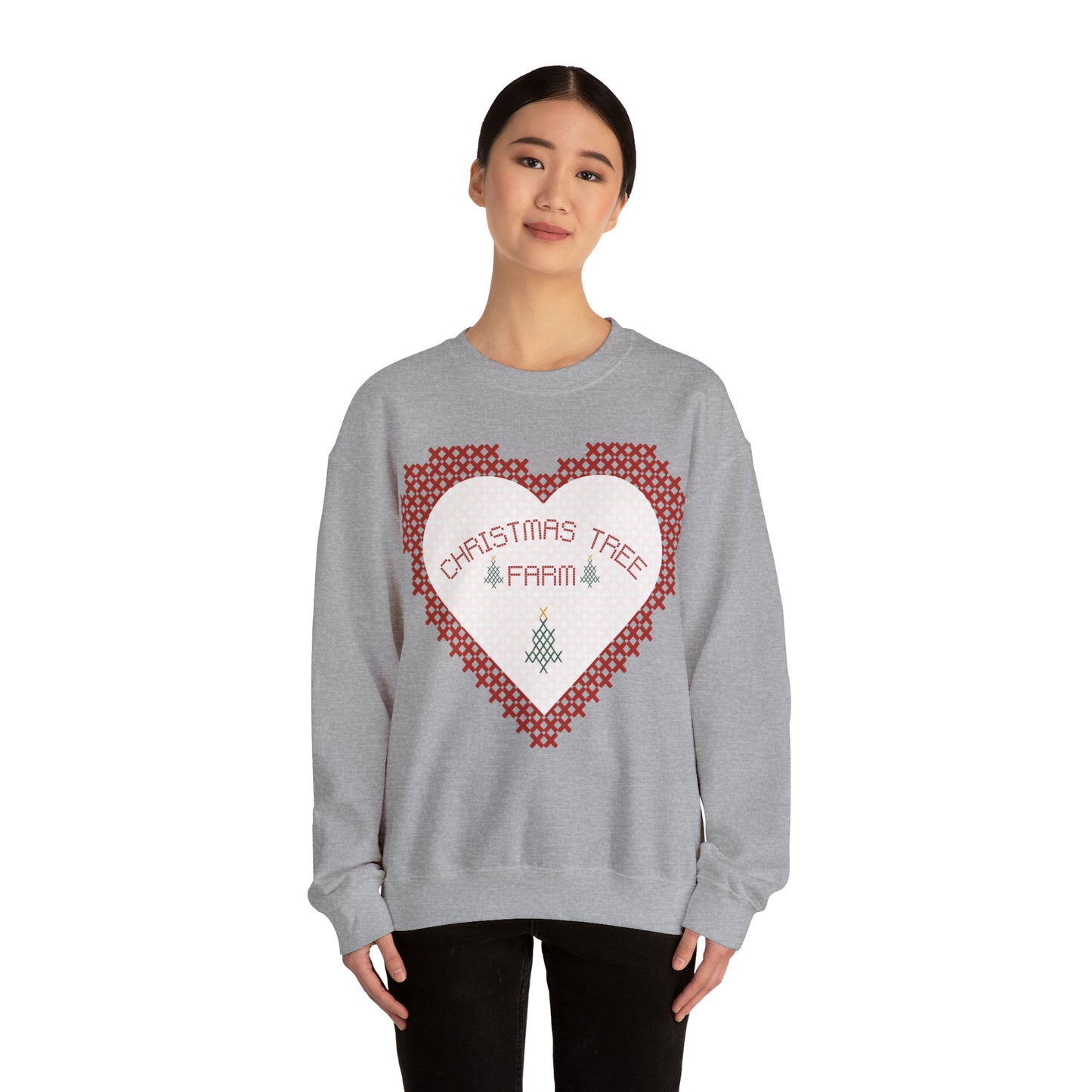 Christmas Tree Farm Heart Crewneck Sweatshirt