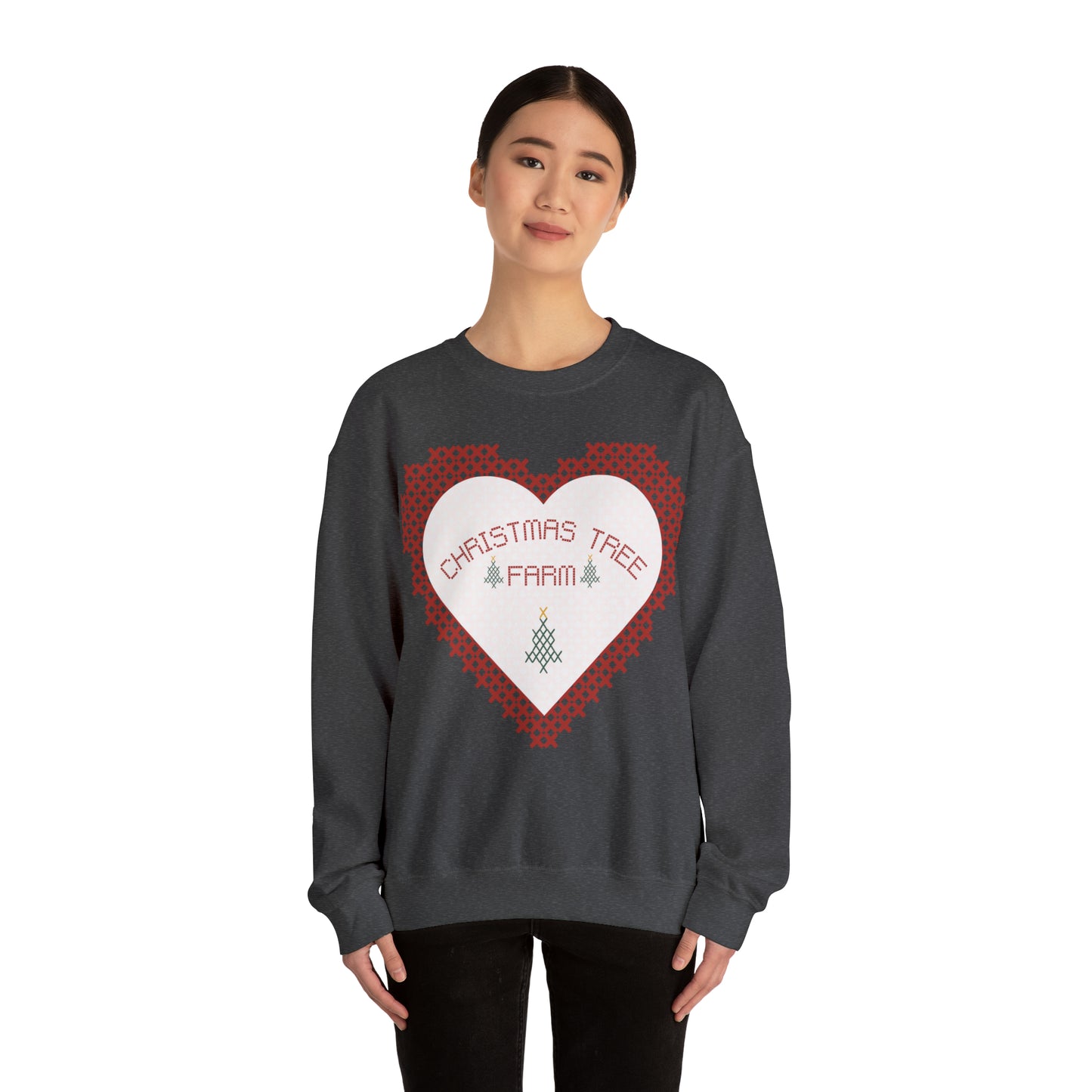 Christmas Tree Farm Heart Crewneck Sweatshirt