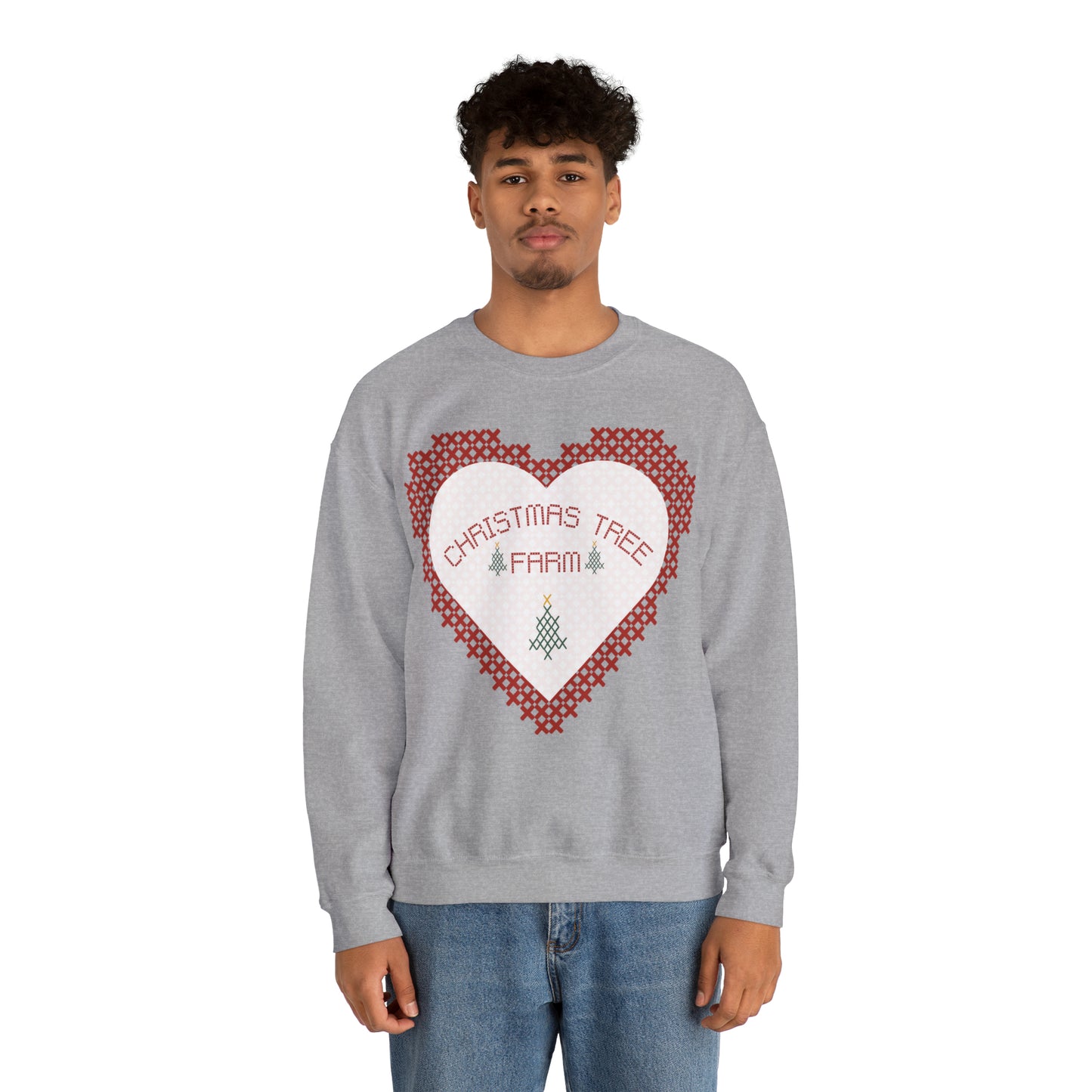 Christmas Tree Farm Heart Crewneck Sweatshirt