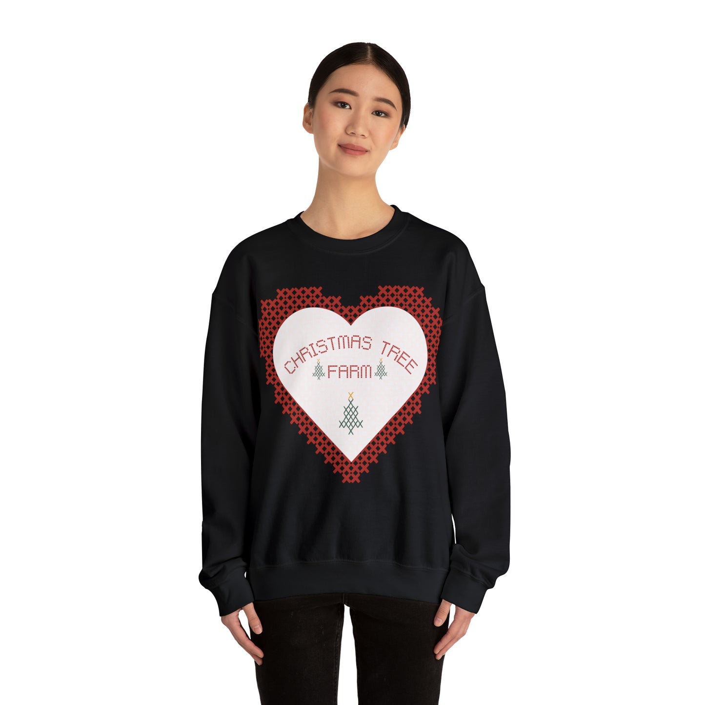 Christmas Tree Farm Heart Crewneck Sweatshirt