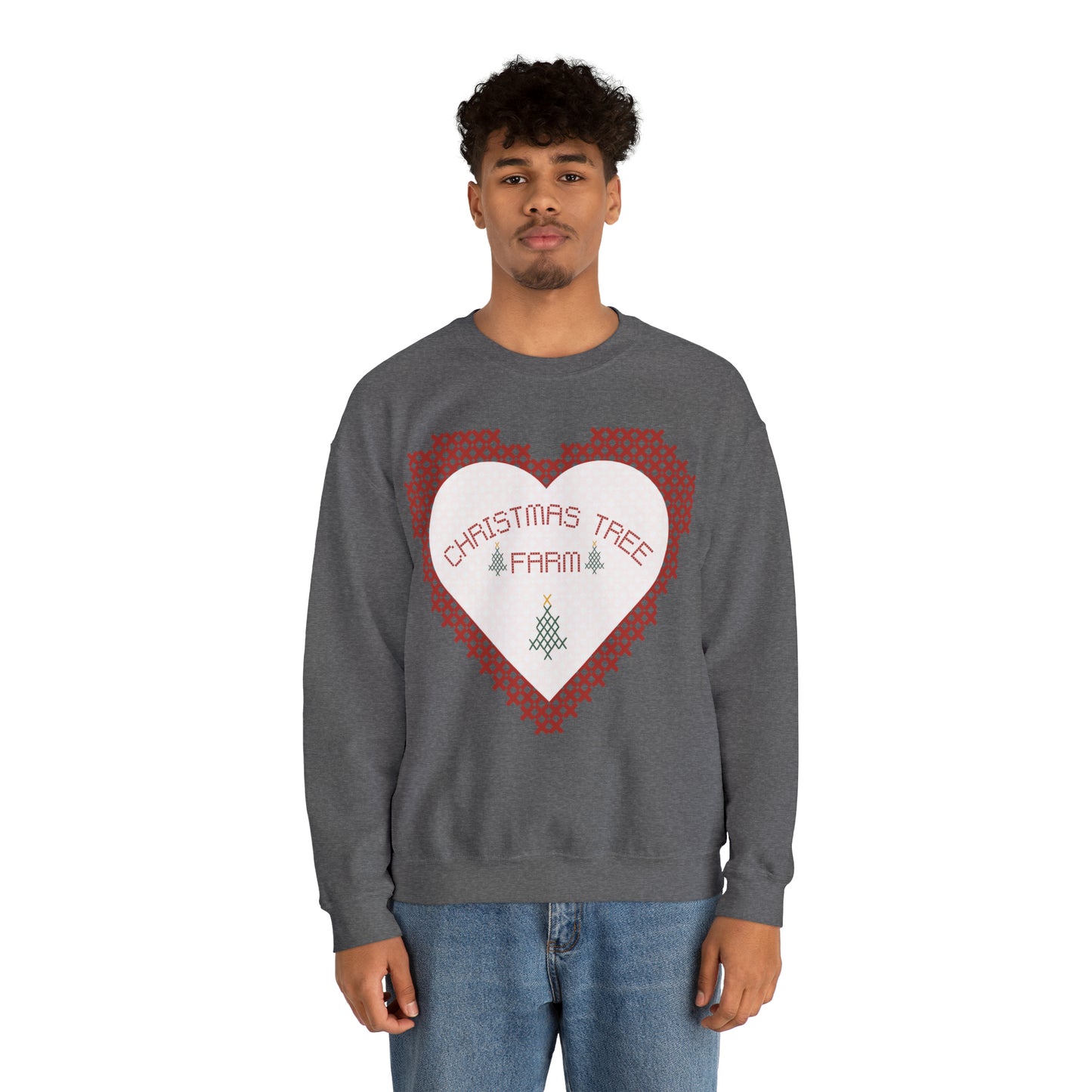 Christmas Tree Farm Heart Crewneck Sweatshirt